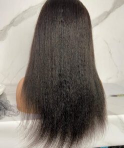 Yaki Straight 18 Inches Natural Color 1b Human Hair Lace Front Wig Back