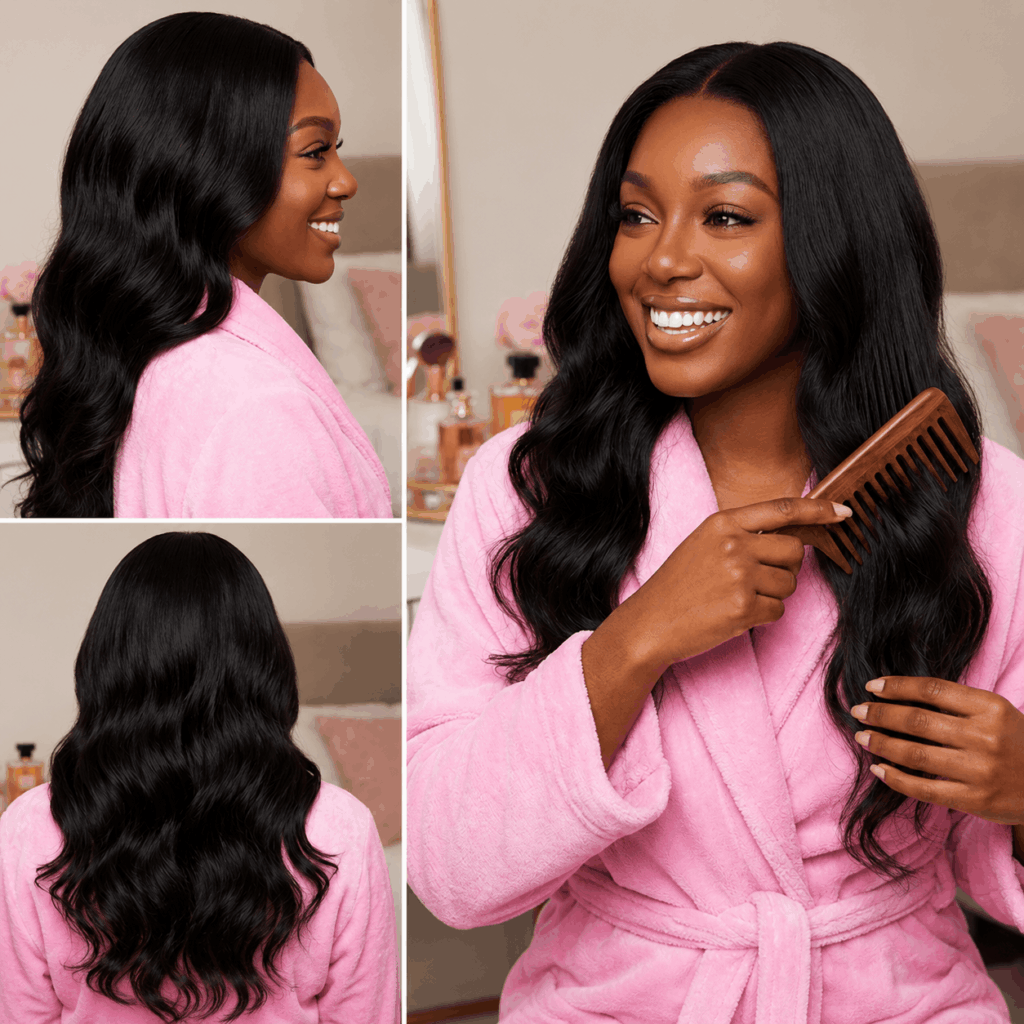 How To Care For 13×4 Lace Front Wigs with hair care products and silk scarf for proper maintenance