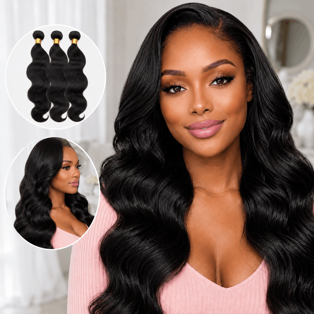 Comparison of body wave vs deep wave hair textures