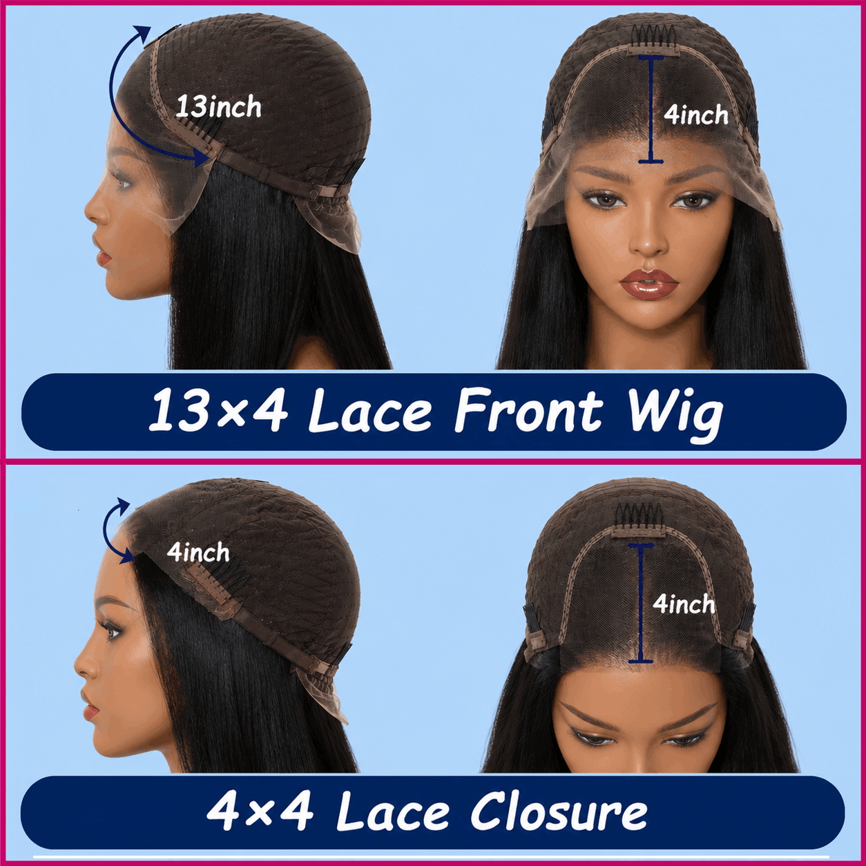 What’s the difference between 13×4 and 4×4 wig