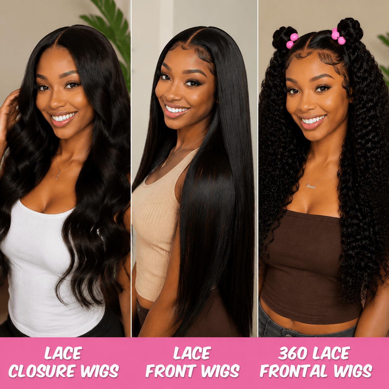 Different types of lace wigs