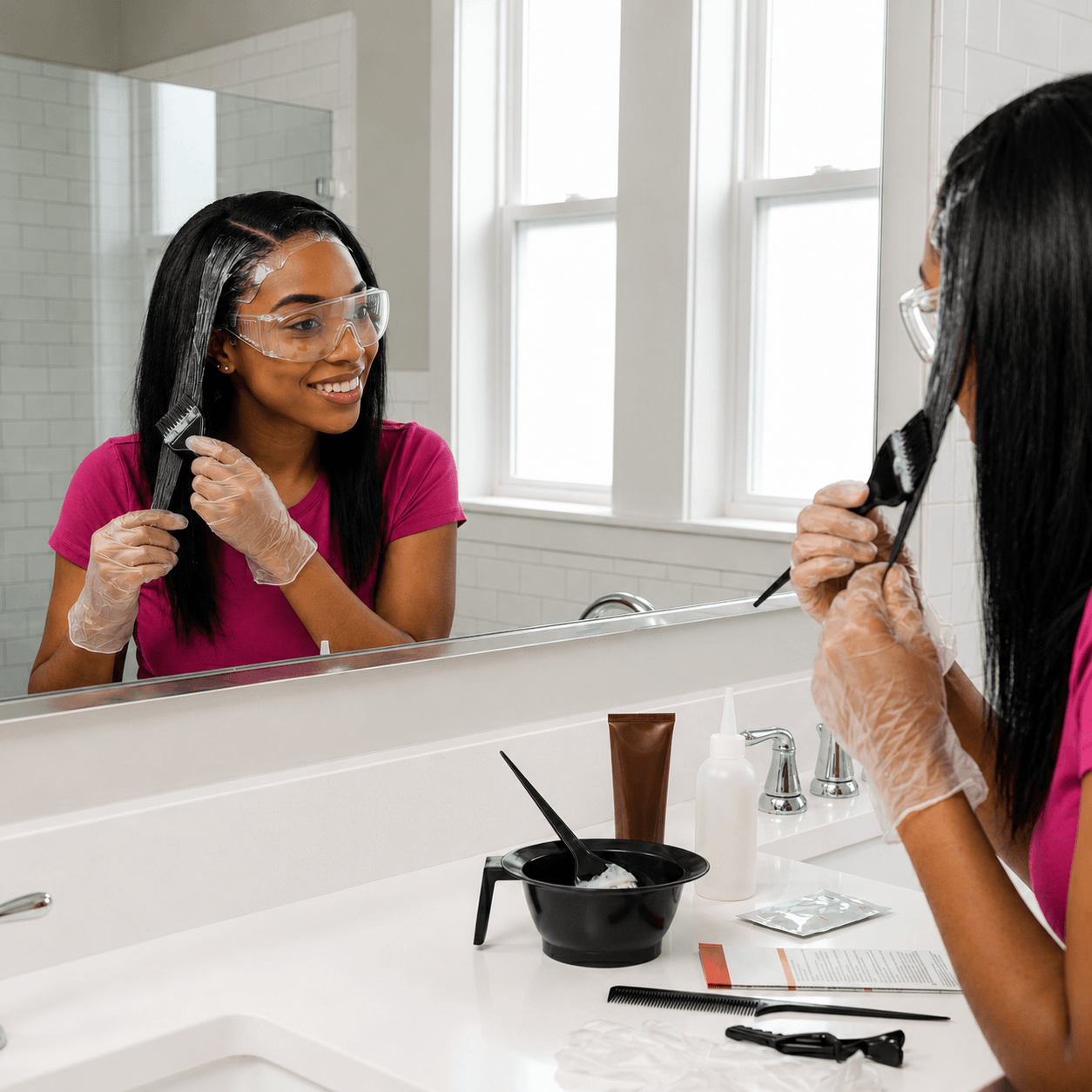 Sectioning Hair For Even Hair Dye Application On Natural Black Hair