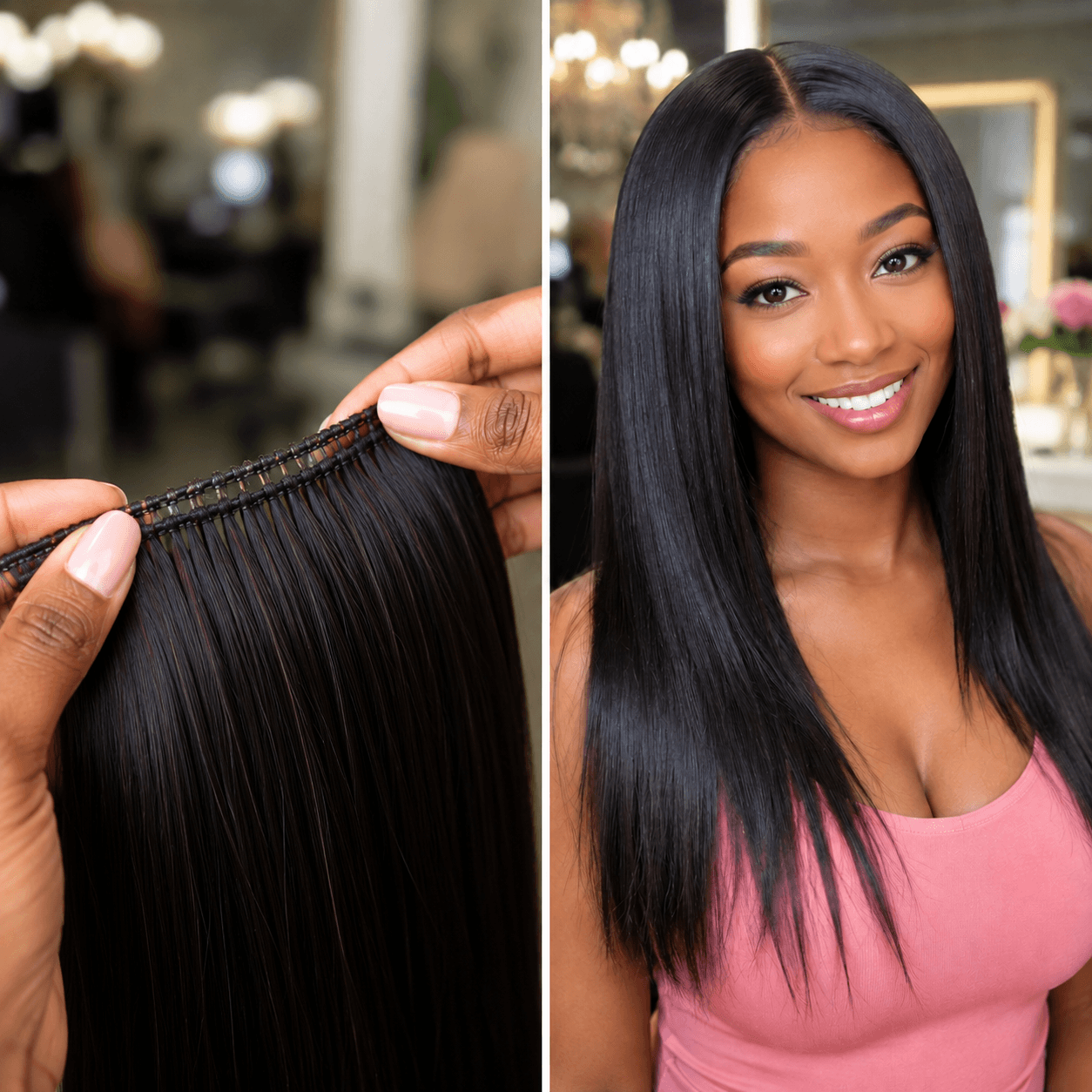 Hand Tied Extensions For Lightweight Natural Looking Weft Hair