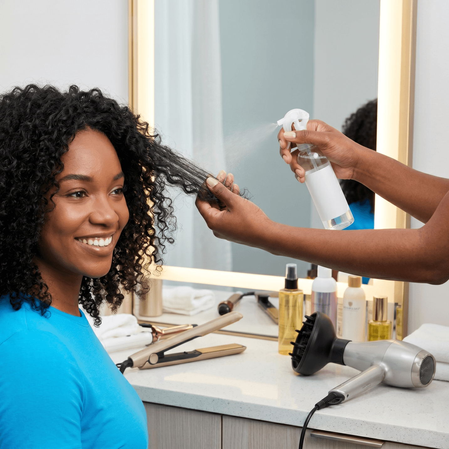 Heat Styling Curly Sew In Safely With Heat Protectant Spray