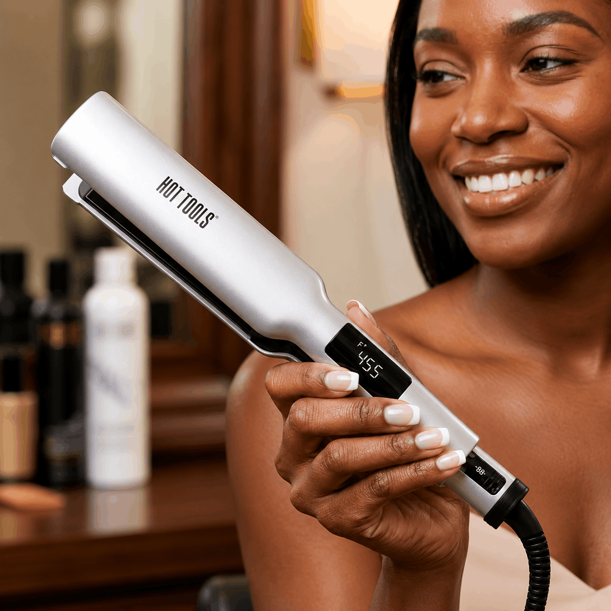  Hot Tools Pro Signature Ceramic Hair Straightener For Smooth Black Hair Styling
