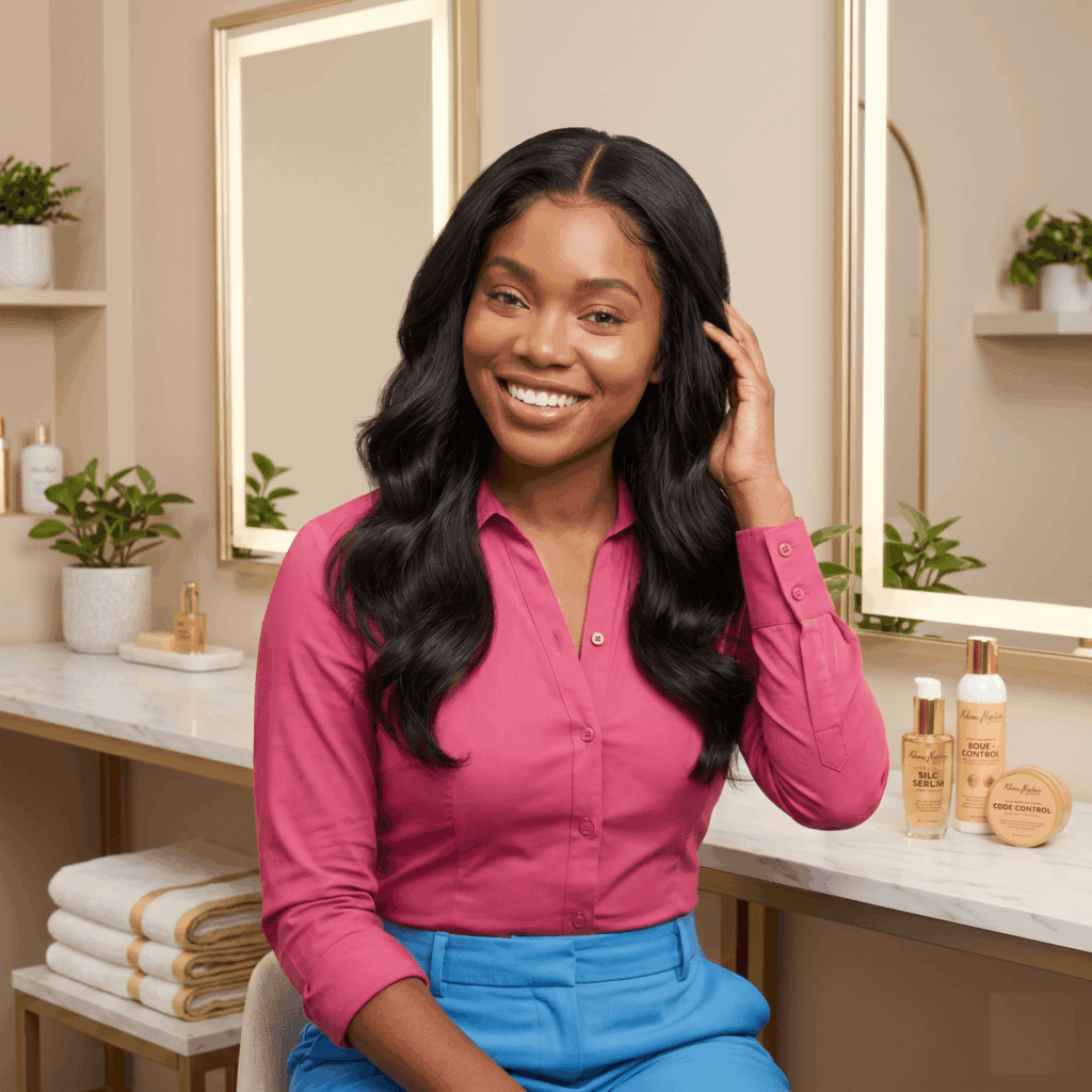 Human Hair Lace Front Wig With Natural Hairline On African American Woman