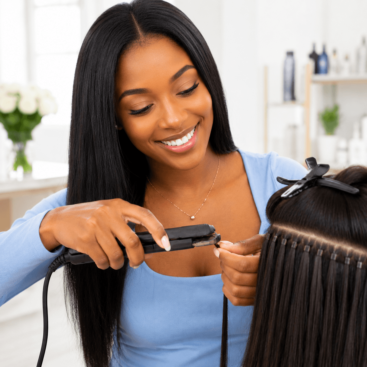 Keratin Bond Hair Extensions Application