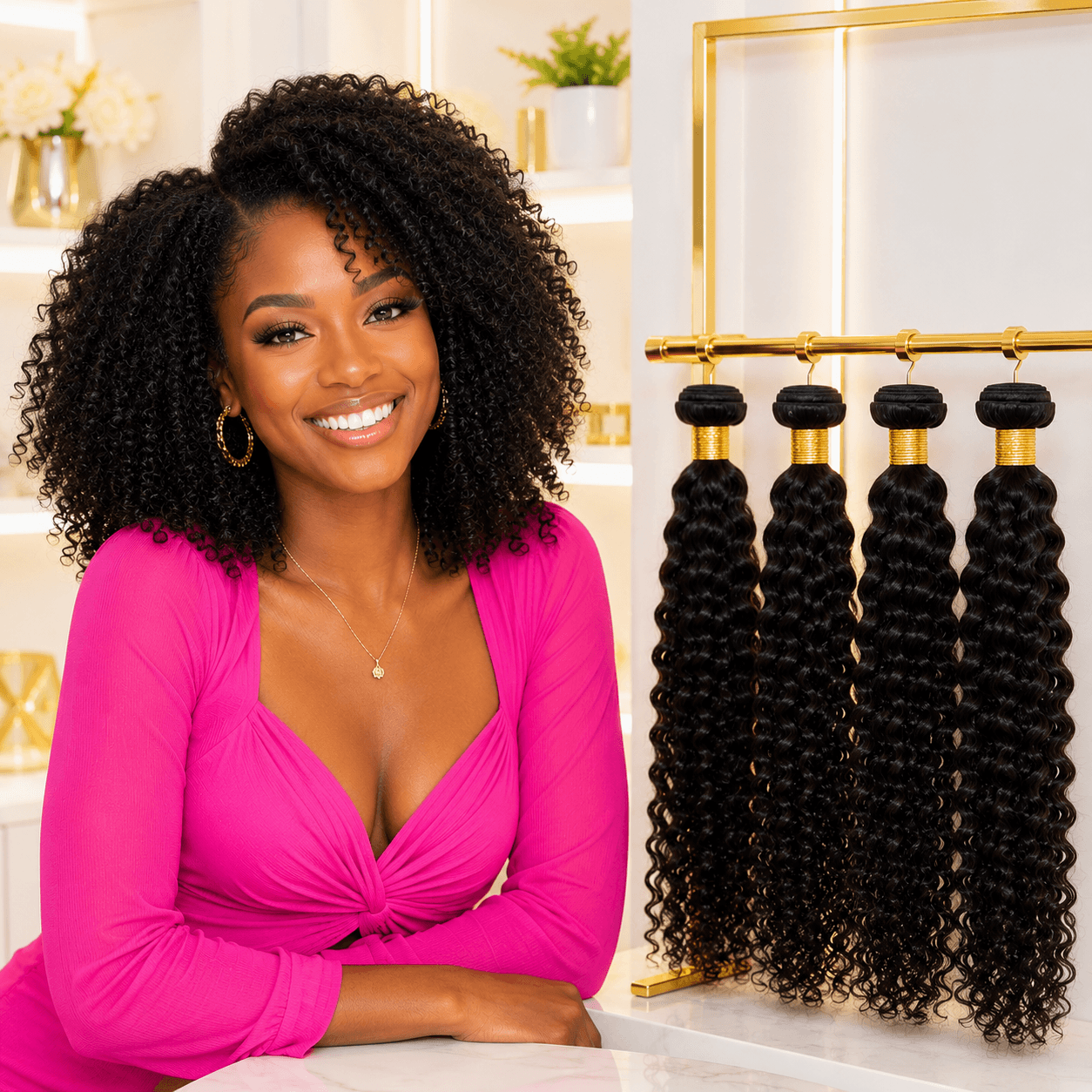 Synthetic Hair Extensions Display