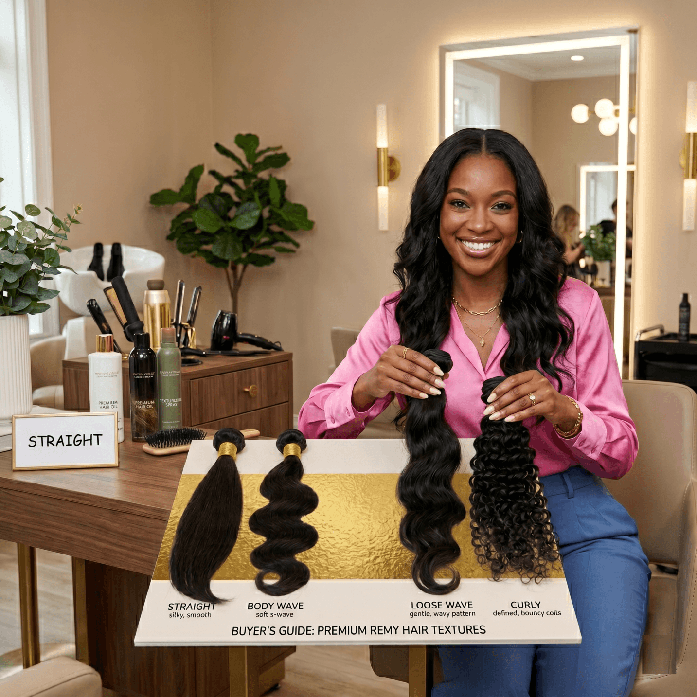 Remy Hair Extension Texture Comparison Straight Wave And Curly