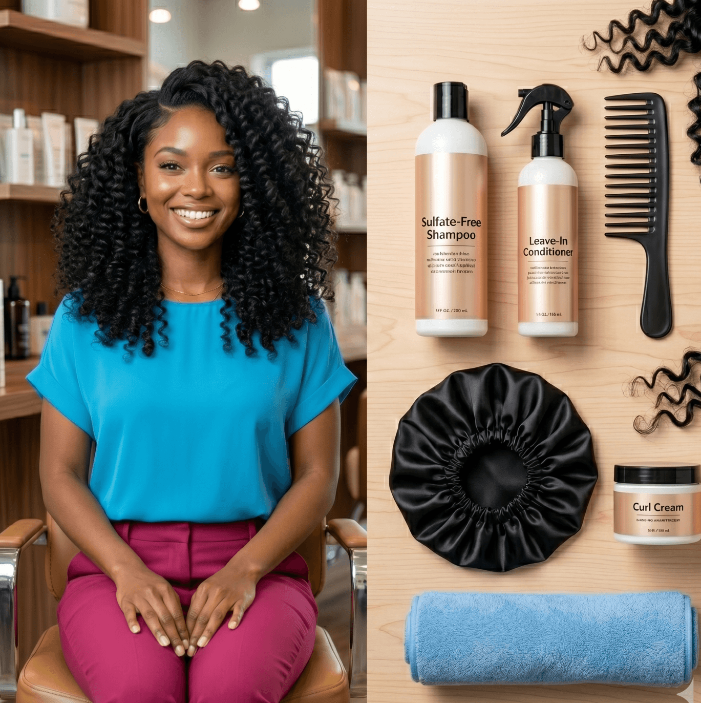 Curly Sew In Maintenance Essentials With Leave In Conditioner And Silk Bonnet