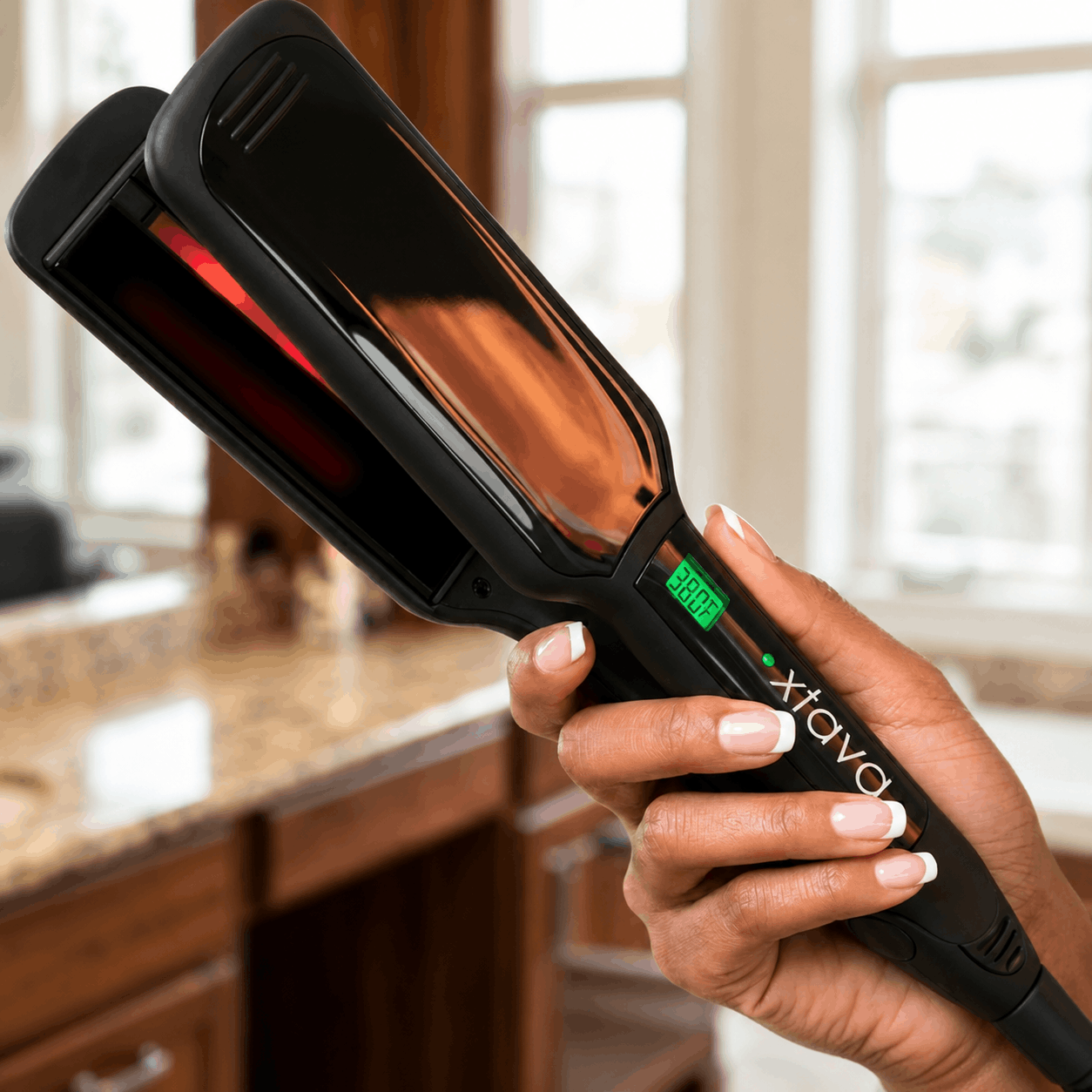 Xtava Pro Satin Infrared Flat Iron For Smooth Black Hair Straightening
