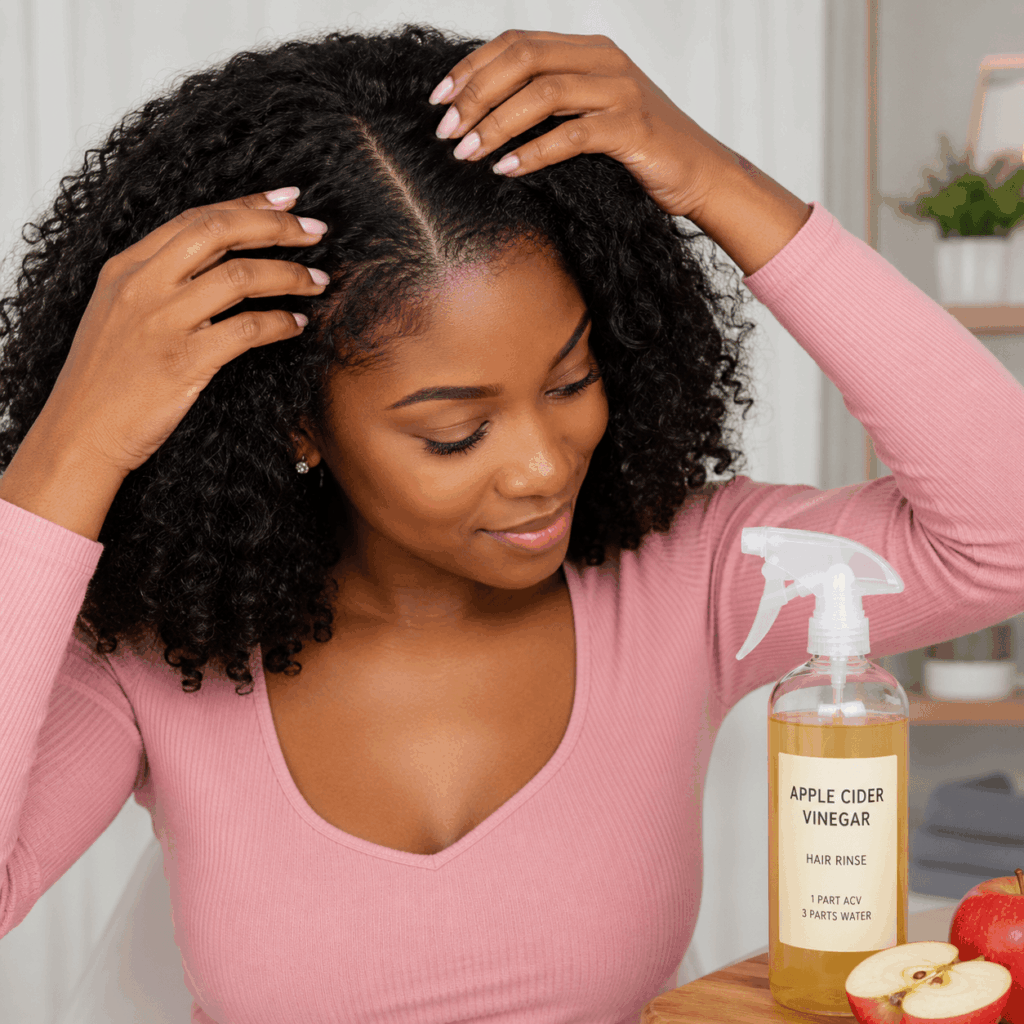 Apple Cider Vinegar Rinse Supporting Healthy Scalp pH Balance