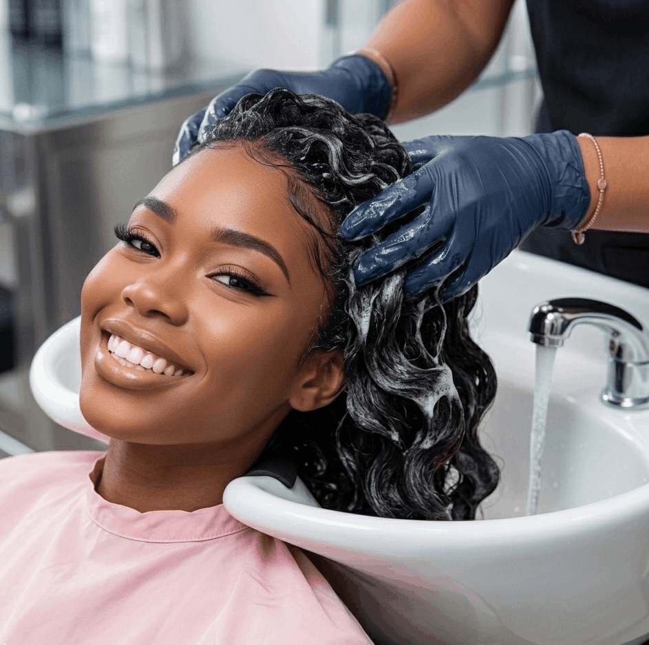 Washing Body Wave Hair With Gentle Shampoo And Conditioner