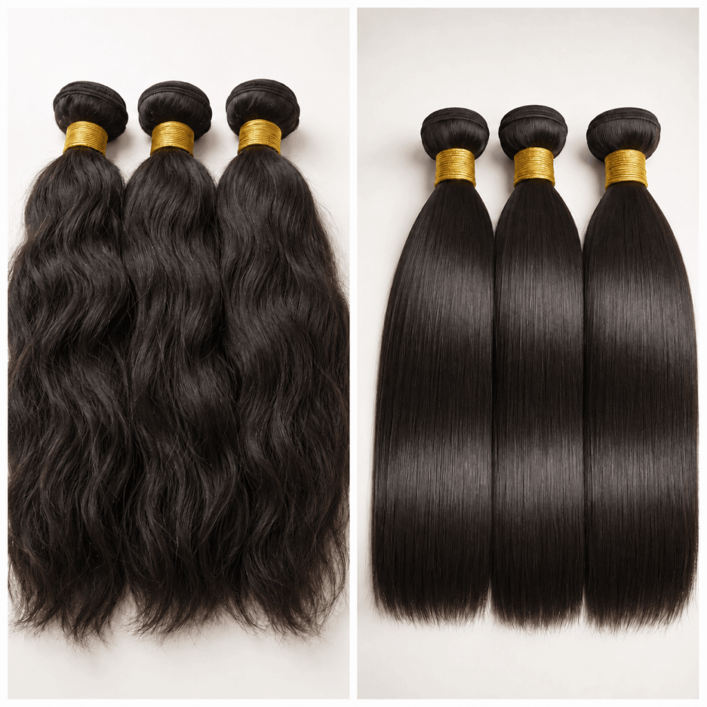 Raw Hair Vs Virgin Hair Comparison Showing Natural Texture And Smooth Extensions
