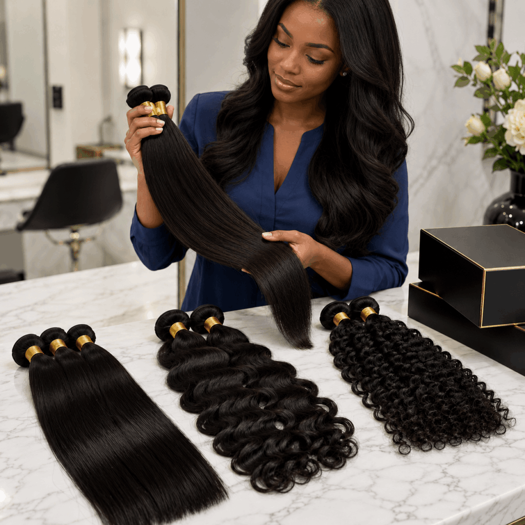 Raw Hair Guide Showing Premium Human Hair Bundles And Natural Texture
