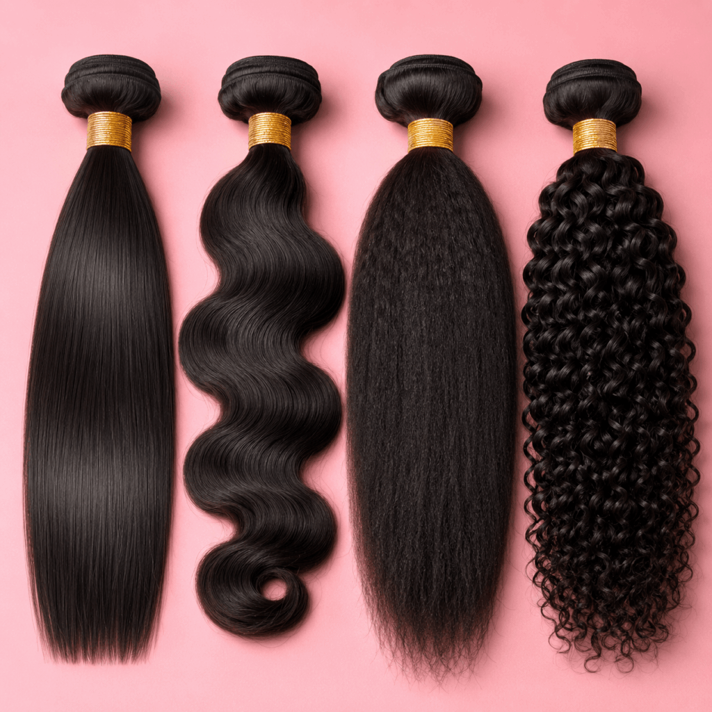 Types Of Raw Hair Textures Including Straight Body Wave Deep Wave And Curly Hair
