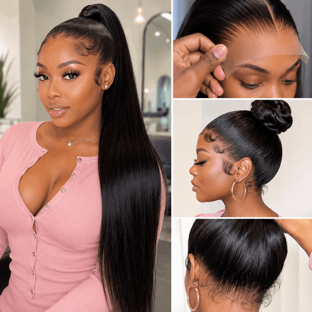 Straight Lace Front Wig Cap Construction With Lace Front And Straps