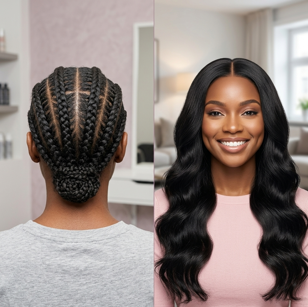 Basic Sew In Hairstyle With Natural Human Hair Extensions