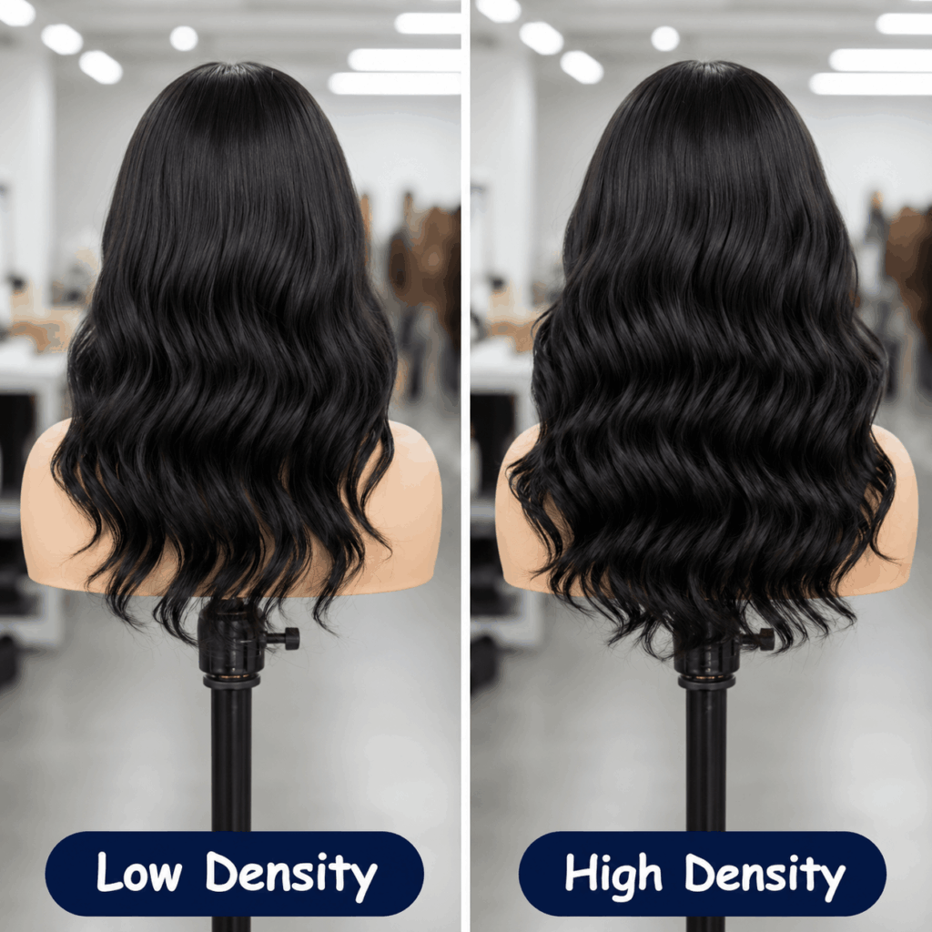 Wig Density Guide Showing Natural Human Hair Wig Fullness